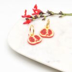 Porcelain Pomegranate Hoop Earrings