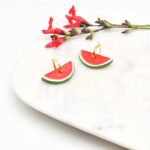 Porcelain Watermelon Hoop Earrings