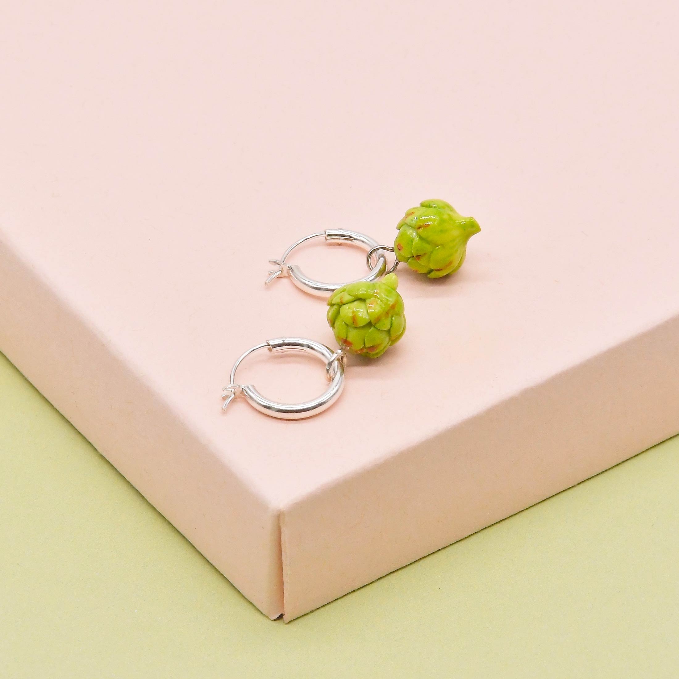 Porcelain Vegetable Earrings, Chilli, Avocado, Carrot, Artichoke, Red Pepper, Green Pepper Hoop Earrings - Image 5