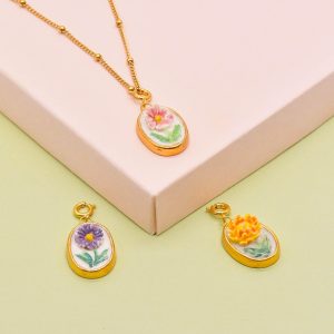 Porcelain Birth Flower Charms - Autumn