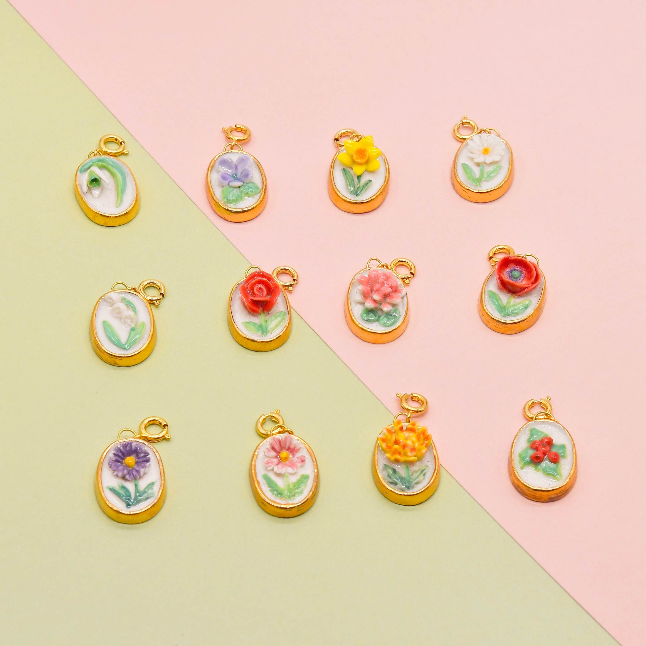 Porcelain Birth Flower Charms - Spring - Image 3
