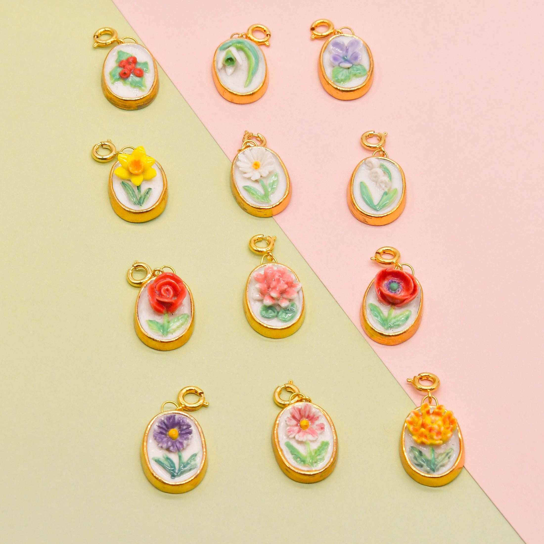 Porcelain Birth Flower Charms - Spring - Image 2