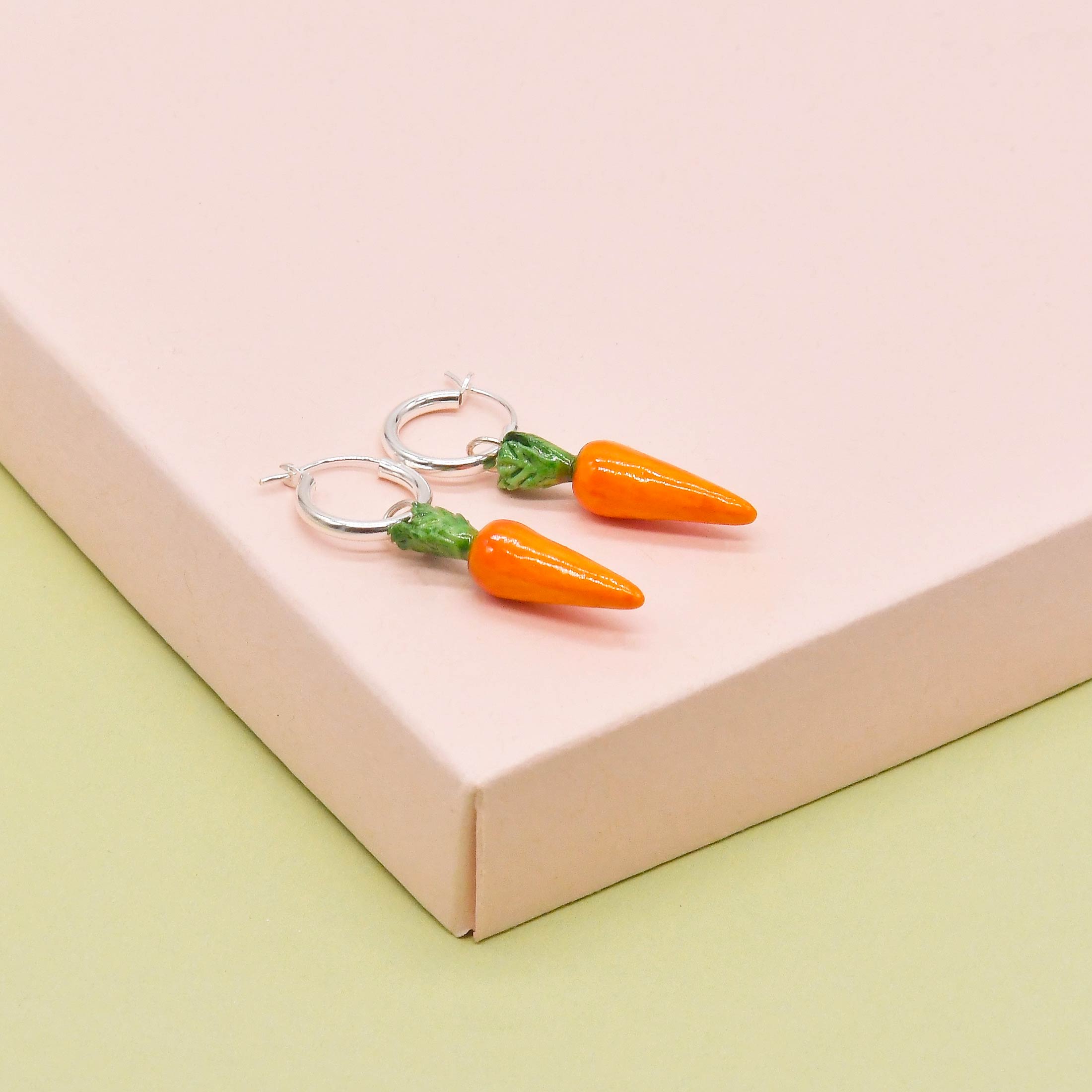 Porcelain Vegetable Earrings, Chilli, Avocado, Carrot, Artichoke, Red Pepper, Green Pepper Hoop Earrings - Image 4