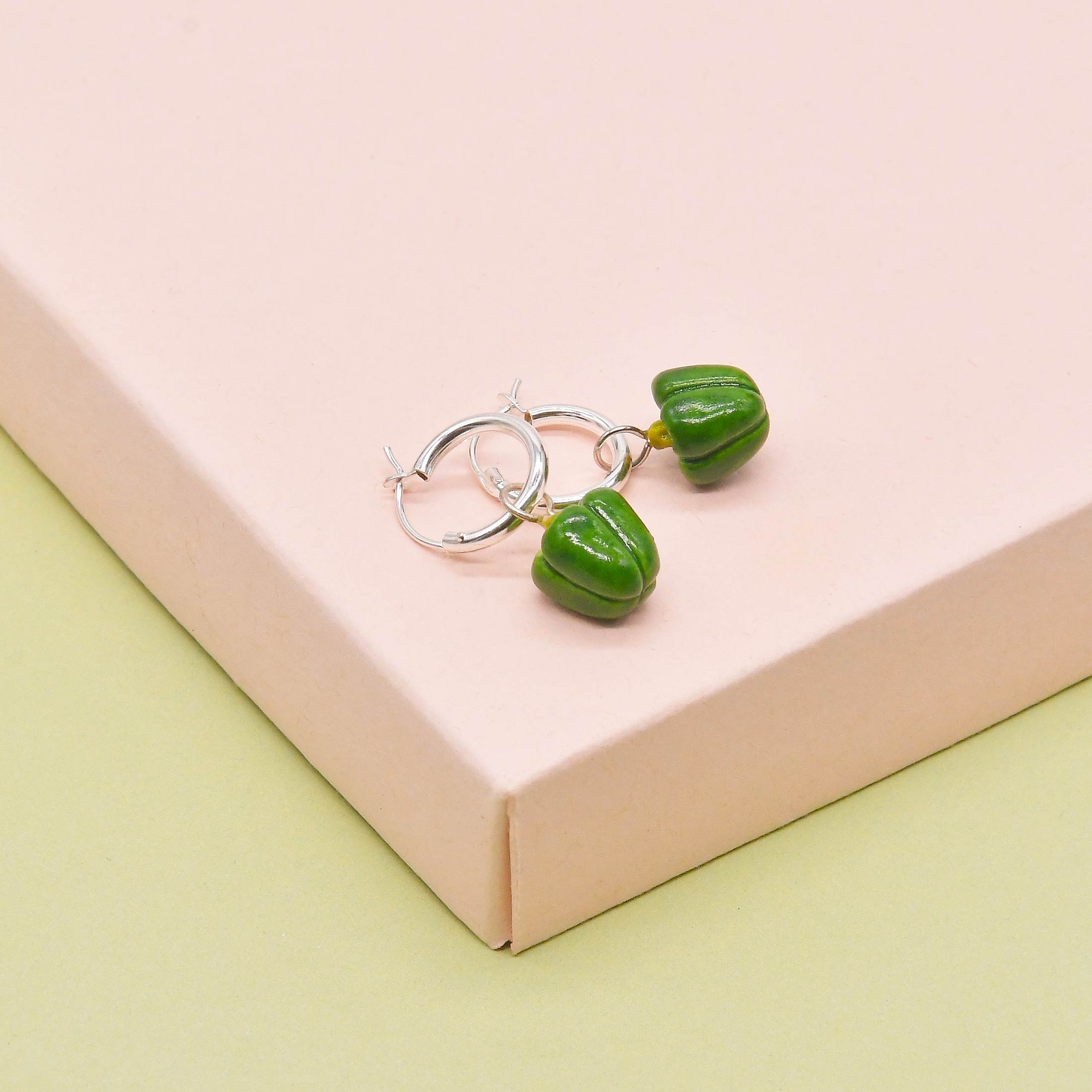 Porcelain Vegetable Earrings, Chilli, Avocado, Carrot, Artichoke, Red Pepper, Green Pepper Hoop Earrings - Image 7