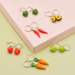 Porcelain Vegetable Earrings, Chilli, Avocado, Carrot, Artichoke, Red Pepper, Green Pepper Hoop Earrings