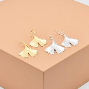 Gingko Leaf Minimalist Drop Earrings